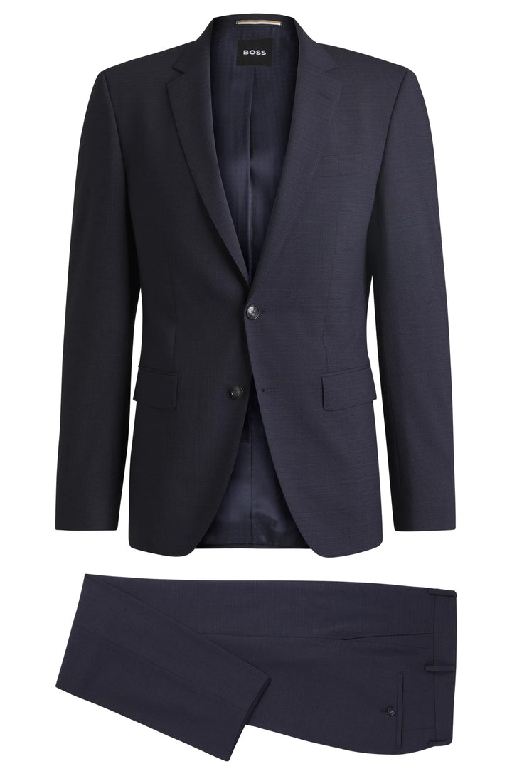 Boss Slim-fit suit in micro-patterned stretch cloth