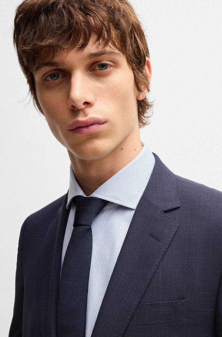 Boss Slim-fit suit in micro-patterned stretch cloth