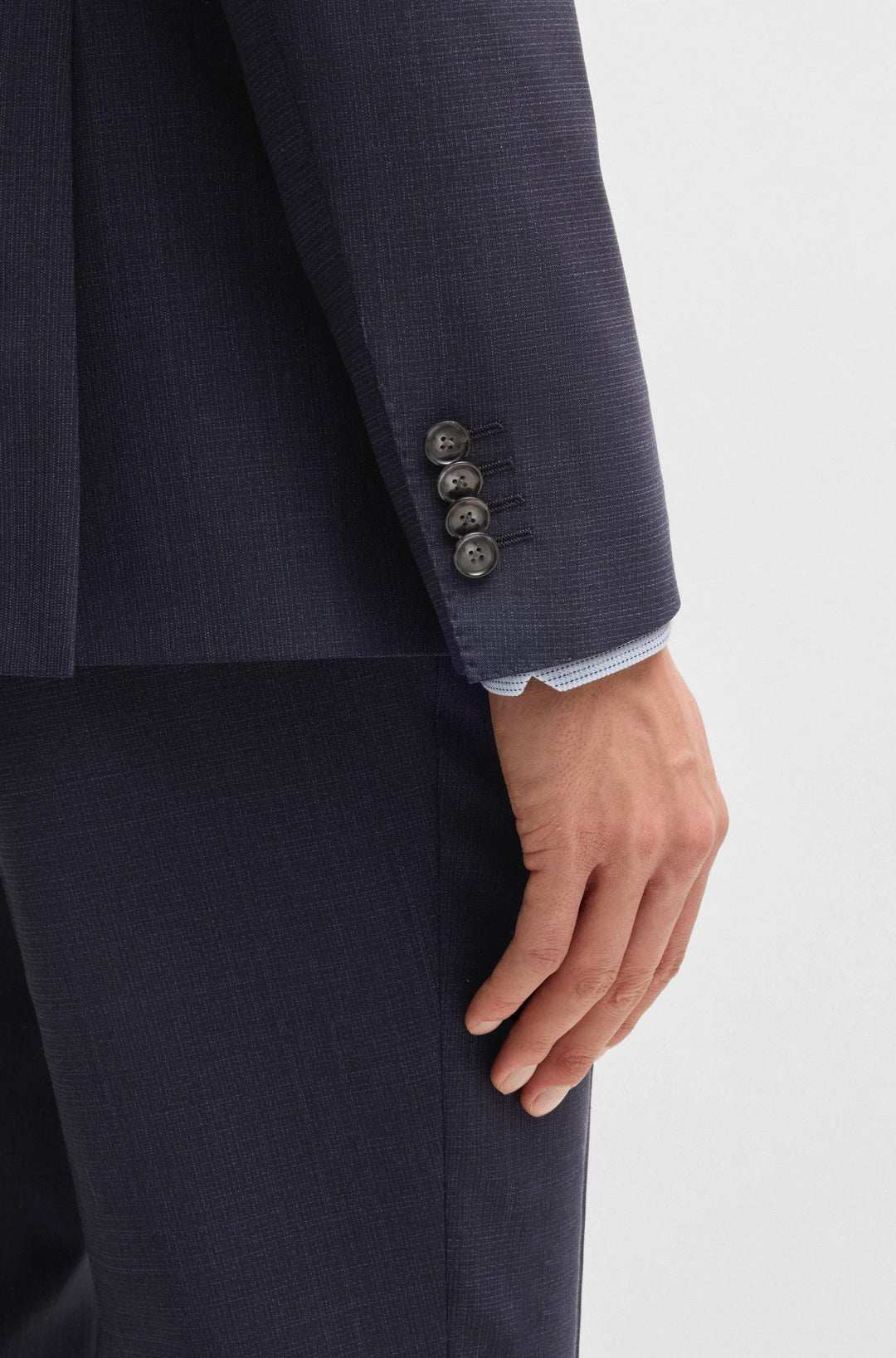 Boss Slim-fit suit in micro-patterned stretch cloth