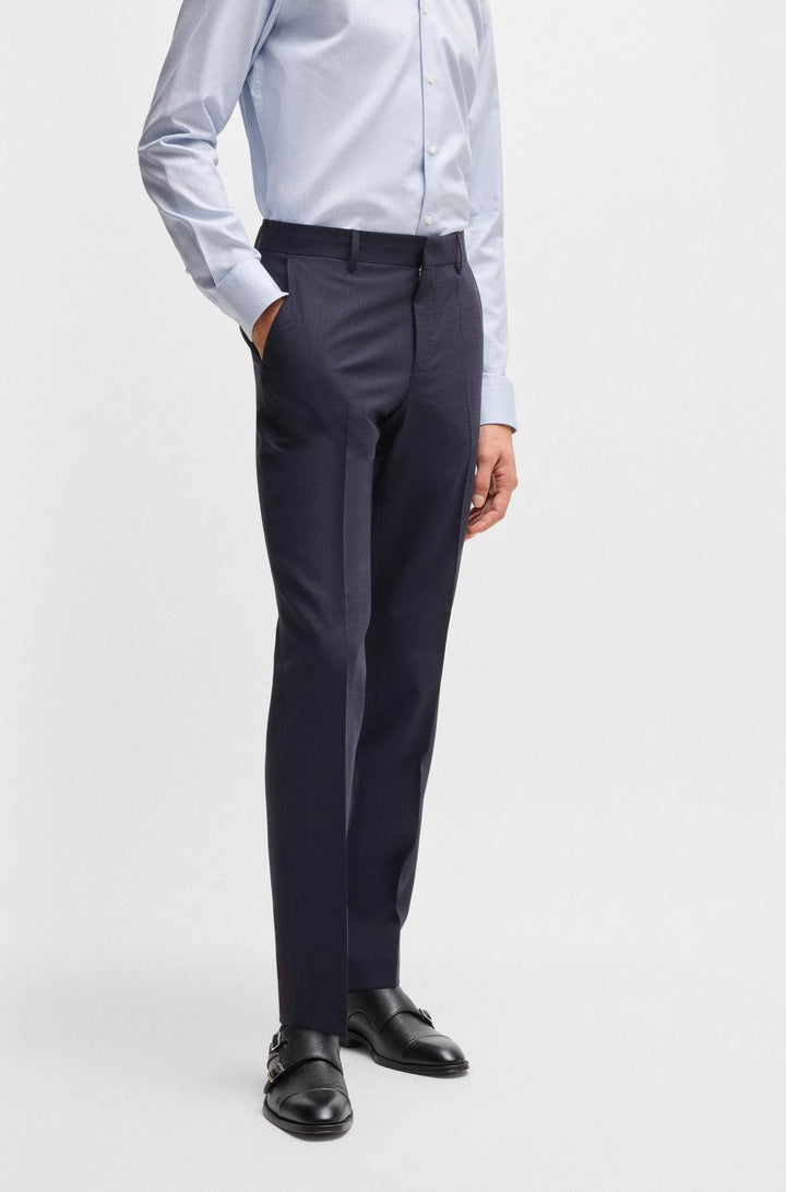 Boss Slim-fit suit in micro-patterned stretch cloth