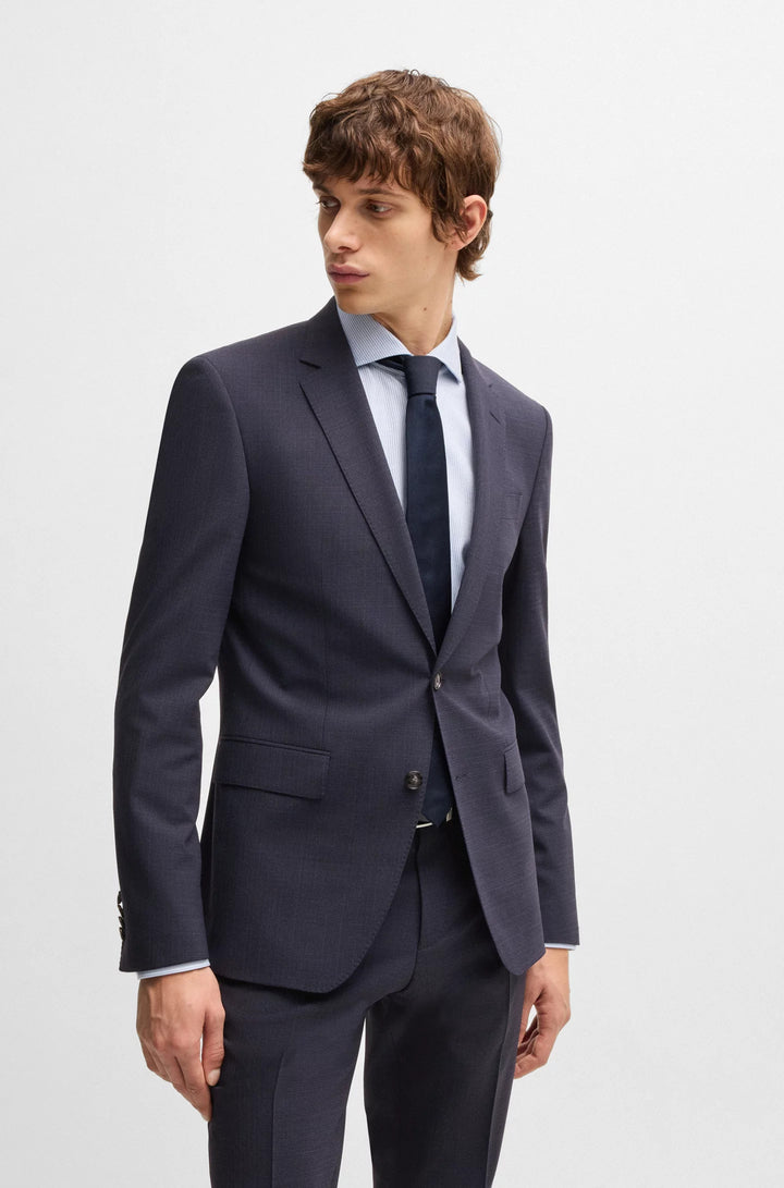 Boss Slim-fit suit in micro-patterned stretch cloth