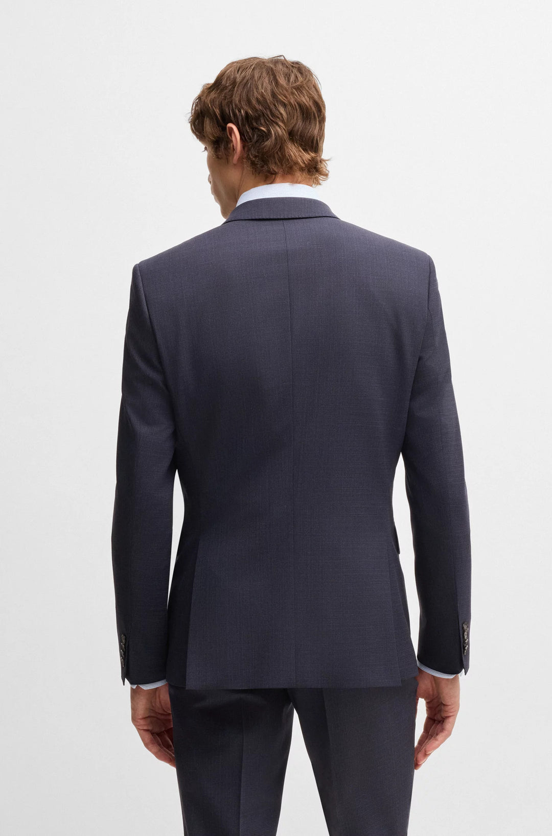 Boss Slim-fit suit in micro-patterned stretch cloth