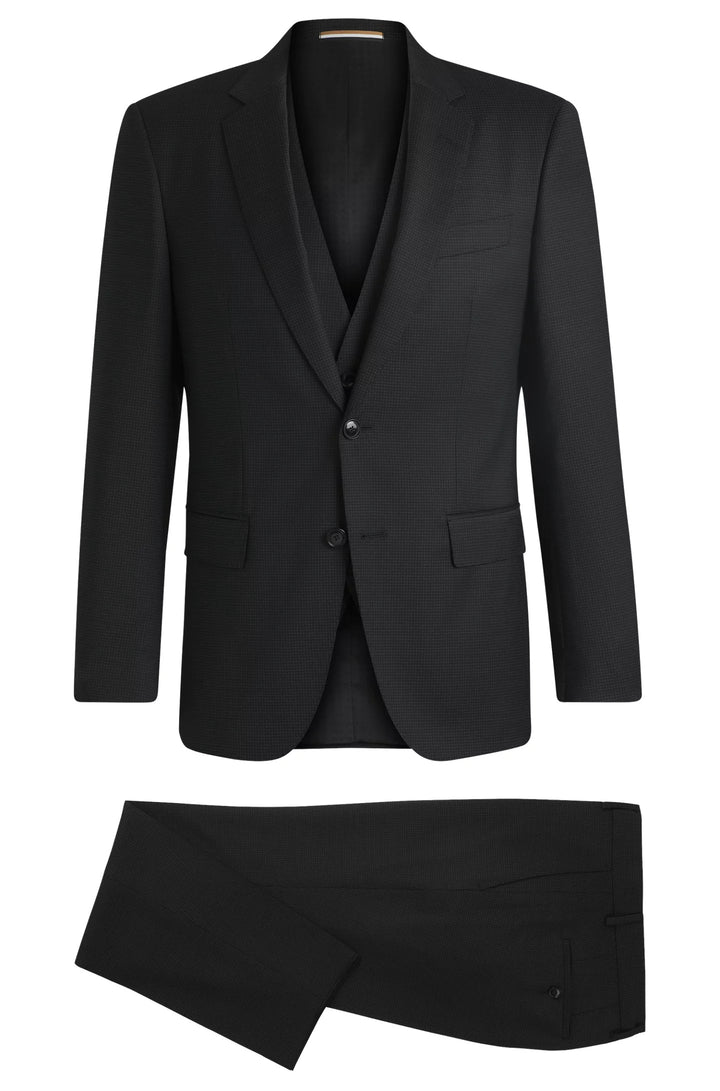 Boss Slim-fit three-piece suit in patterned wool