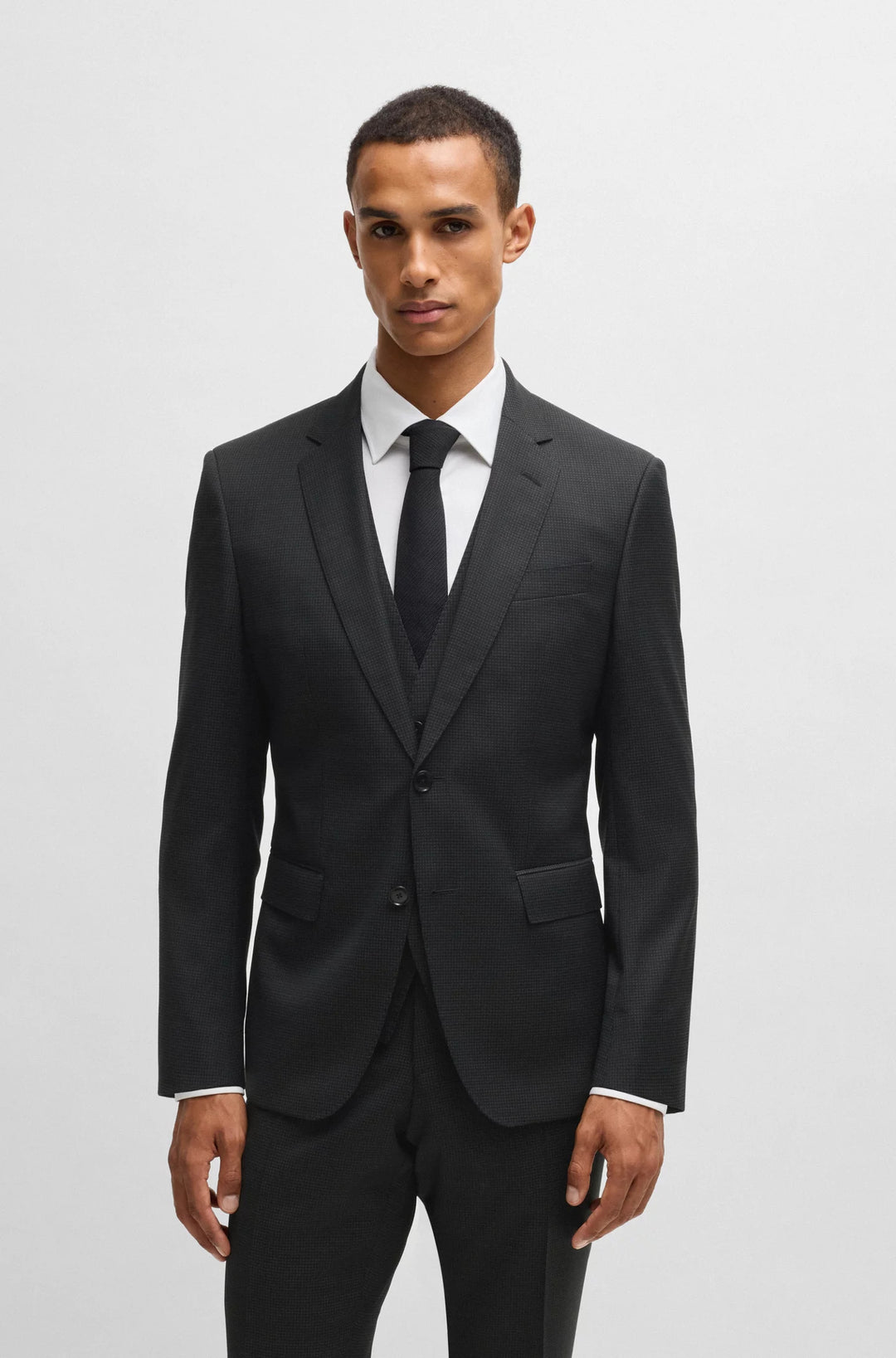 Boss Slim-fit three-piece suit in patterned wool