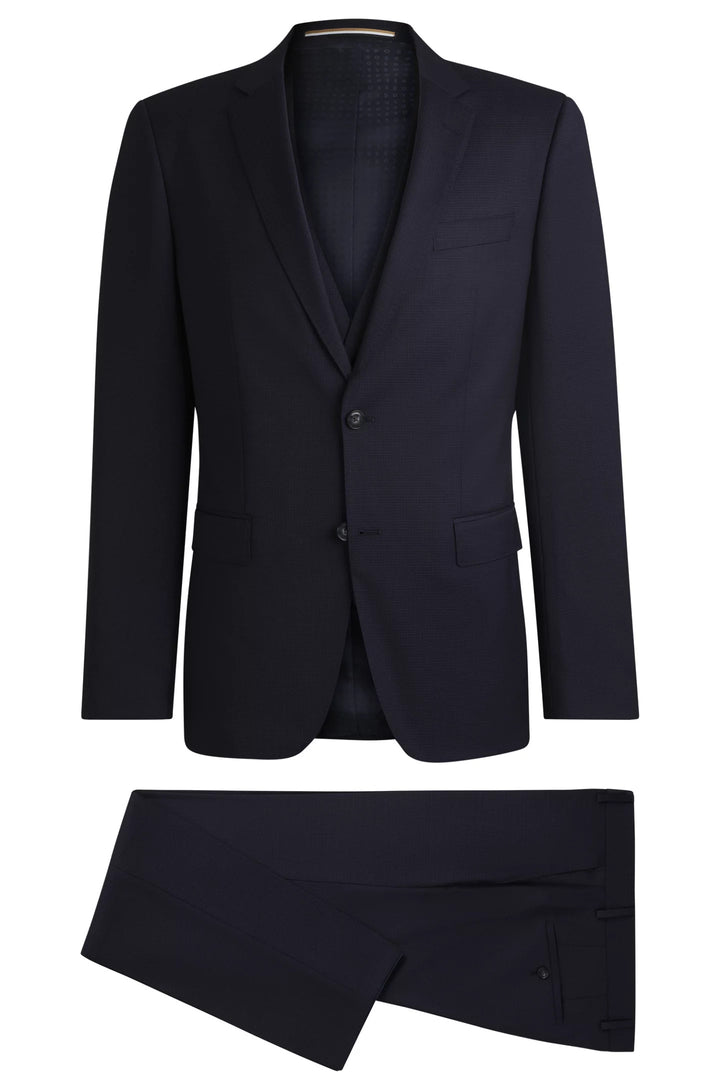 Boss Slim-fit three-piece suit in patterned wool