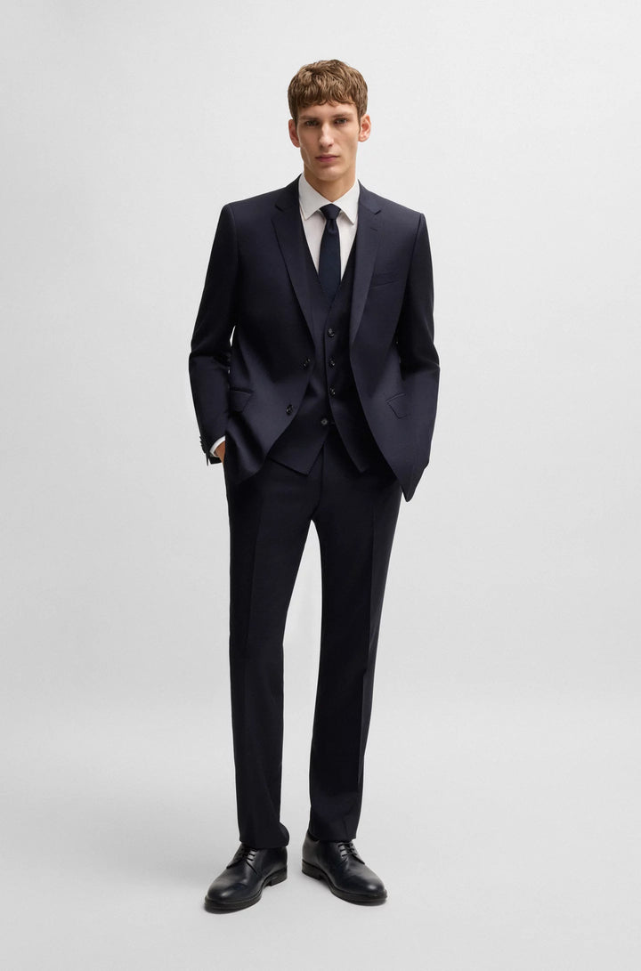 Boss Slim-fit three-piece suit in patterned wool