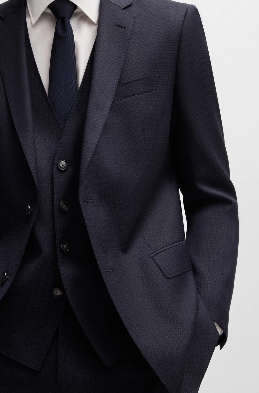 Boss Slim-fit three-piece suit in patterned wool