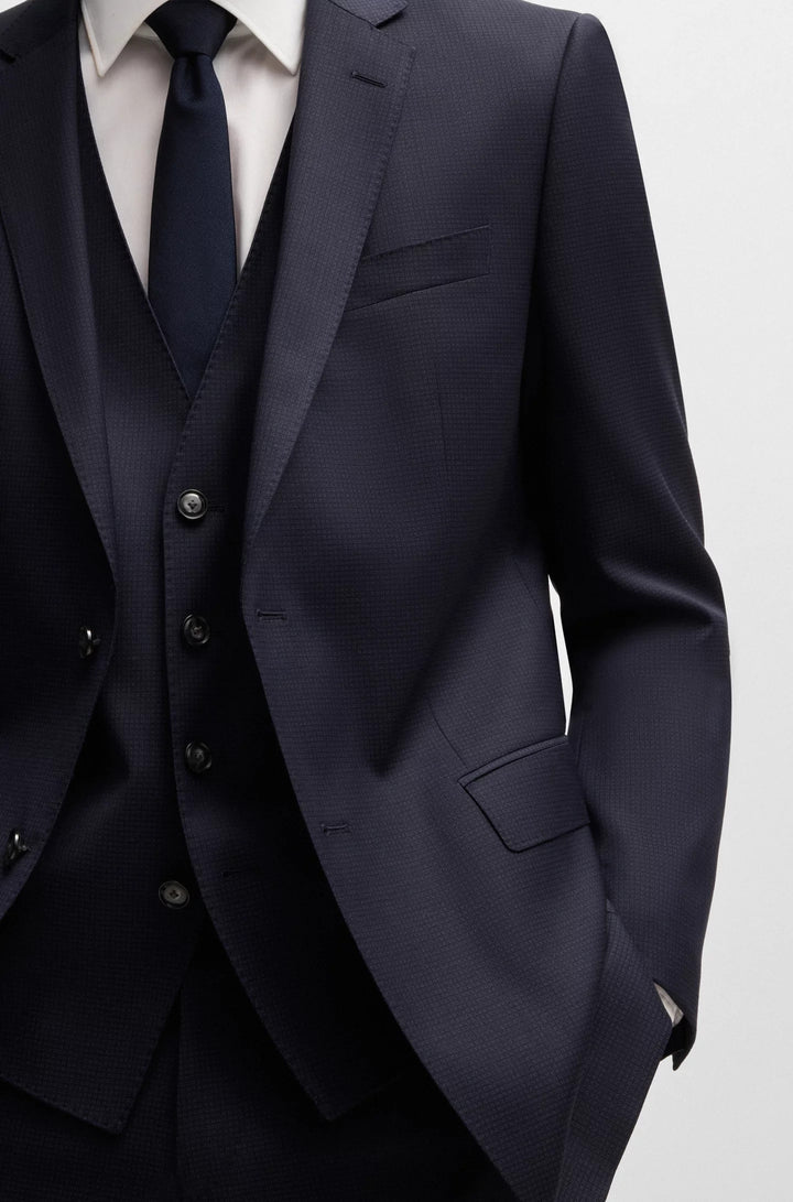 Boss Slim-fit three-piece suit in patterned wool