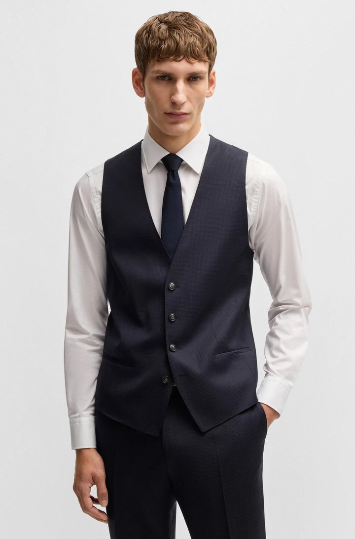 Boss Slim-fit three-piece suit in patterned wool