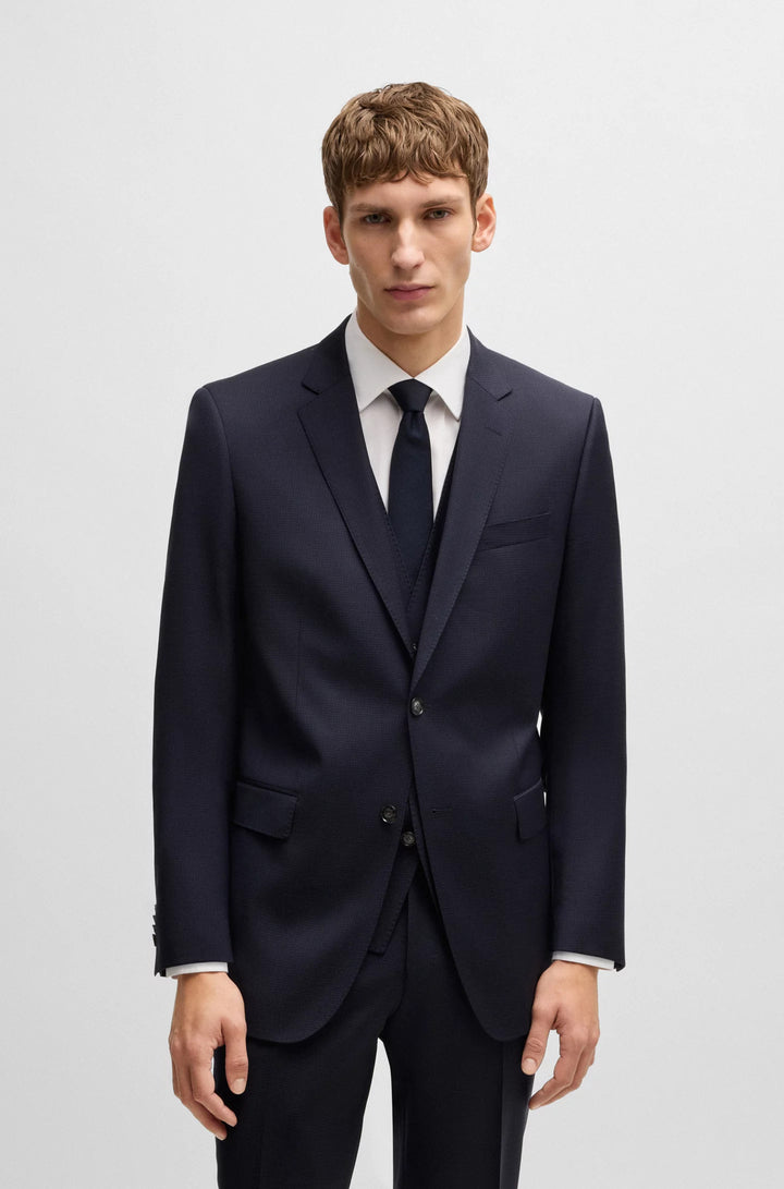 Boss Slim-fit three-piece suit in patterned wool