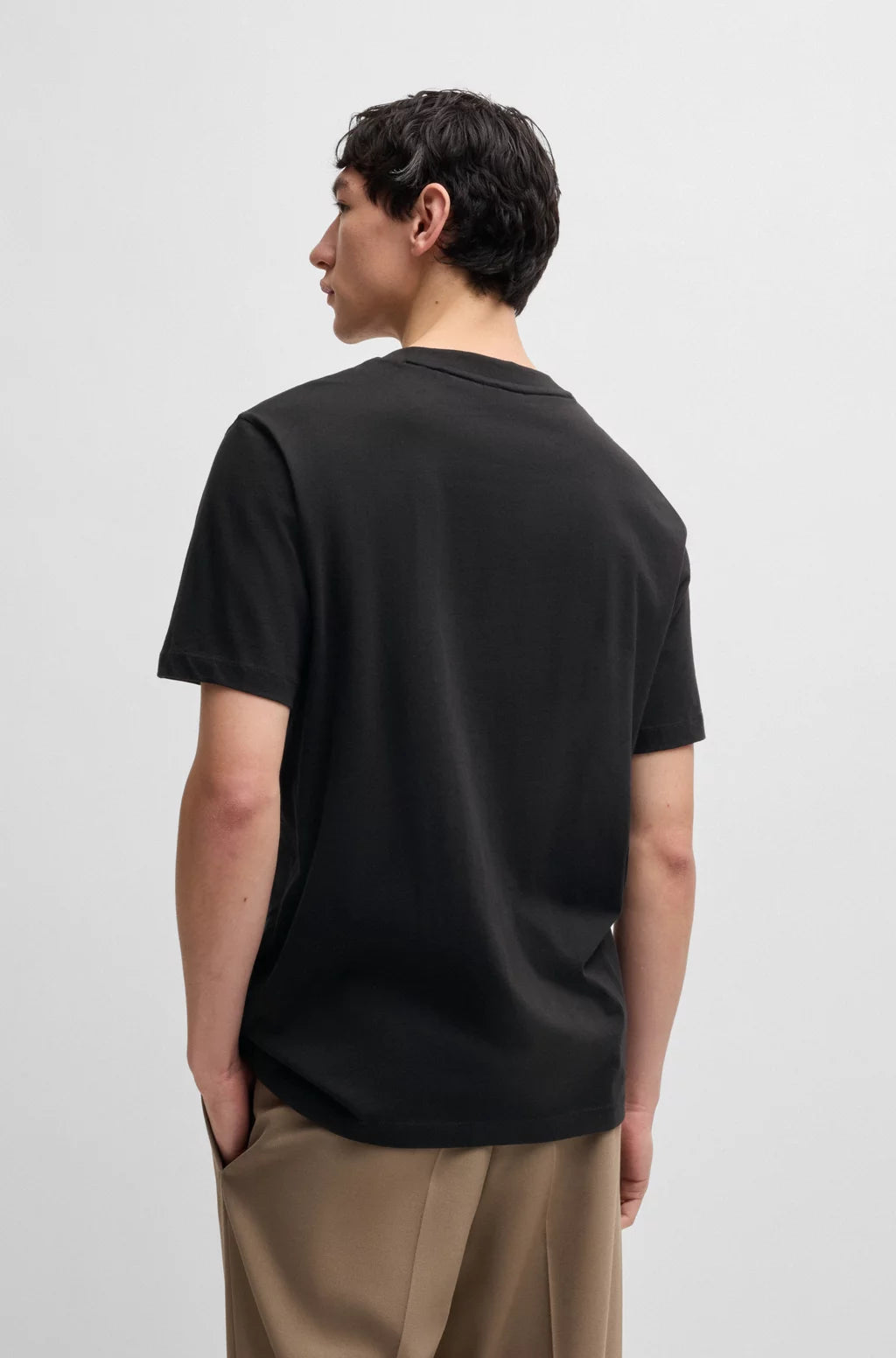 HUGO COTTON-JERSEY T-SHIRT WITH GEOMETRIC LOGO EMBROIDERY