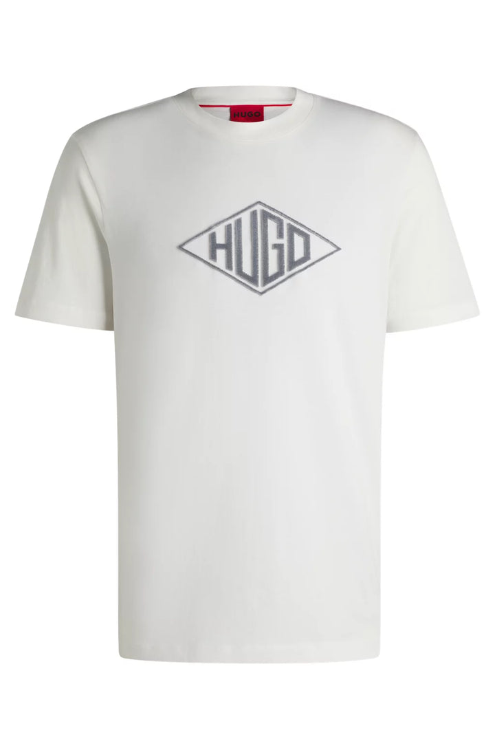 HUGO COTTON-JERSEY T-SHIRT WITH GEOMETRIC LOGO EMBROIDERY
