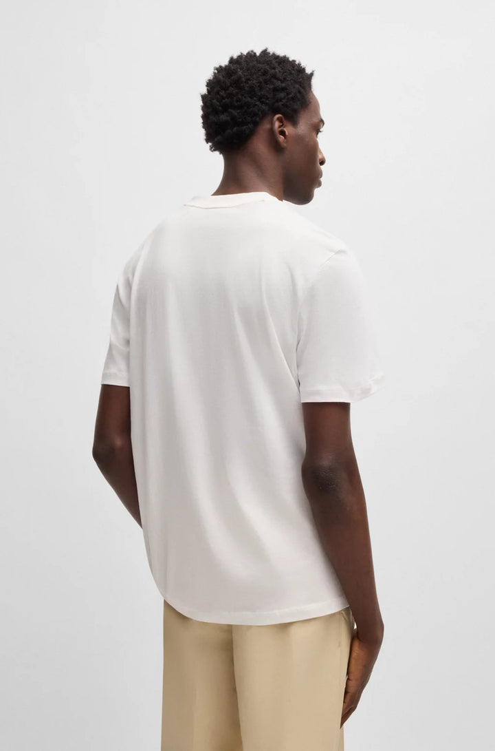 HUGO COTTON-JERSEY T-SHIRT WITH GEOMETRIC LOGO EMBROIDERY