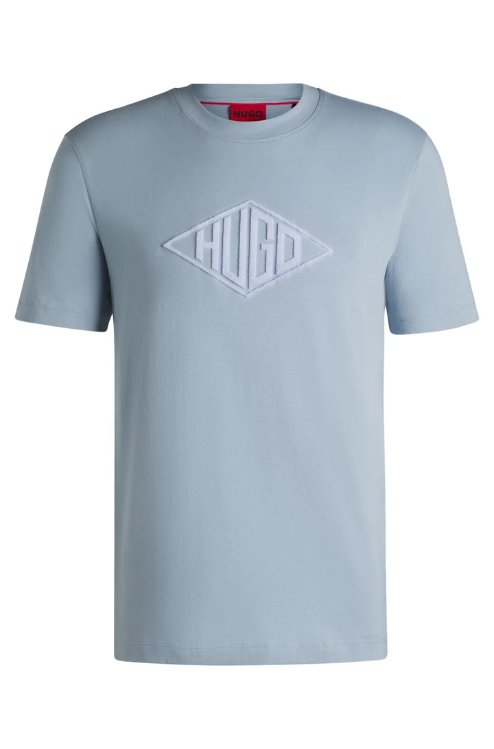 HUGO COTTON-JERSEY T-SHIRT WITH GEOMETRIC LOGO EMBROIDERY