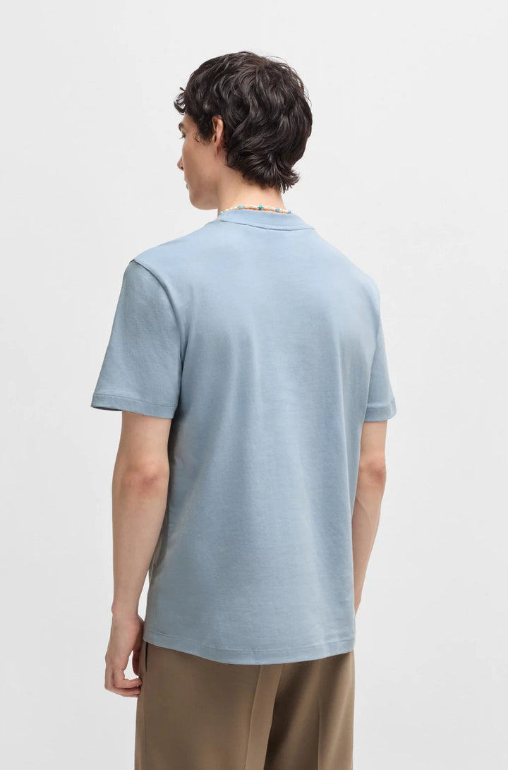 HUGO COTTON-JERSEY T-SHIRT WITH GEOMETRIC LOGO EMBROIDERY