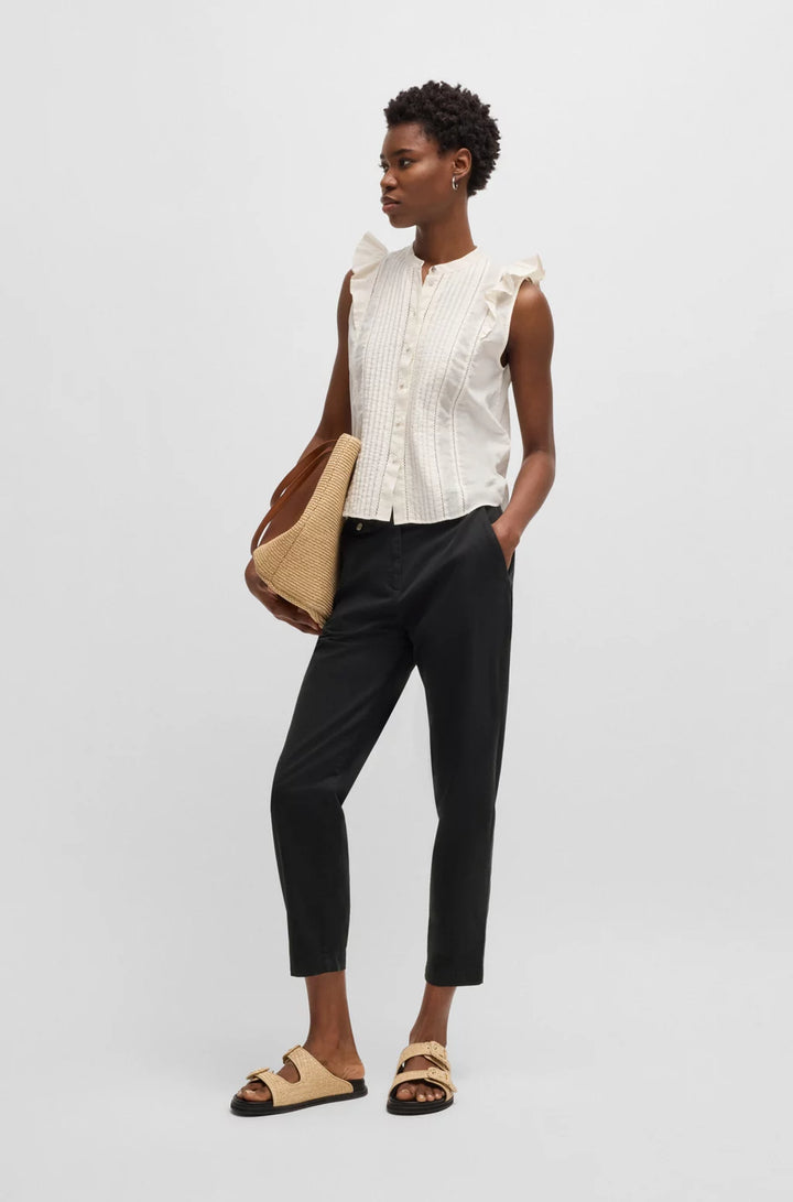 BOSS CASUAL CHINOS IN STRETCH-COTTON SATIN