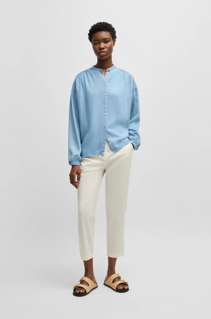 BOSS CASUAL CHINOS IN STRETCH-COTTON SATIN