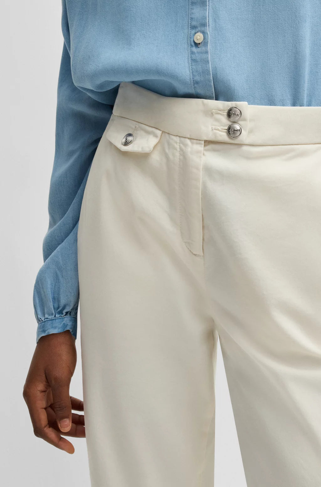 BOSS CASUAL CHINOS IN STRETCH-COTTON SATIN