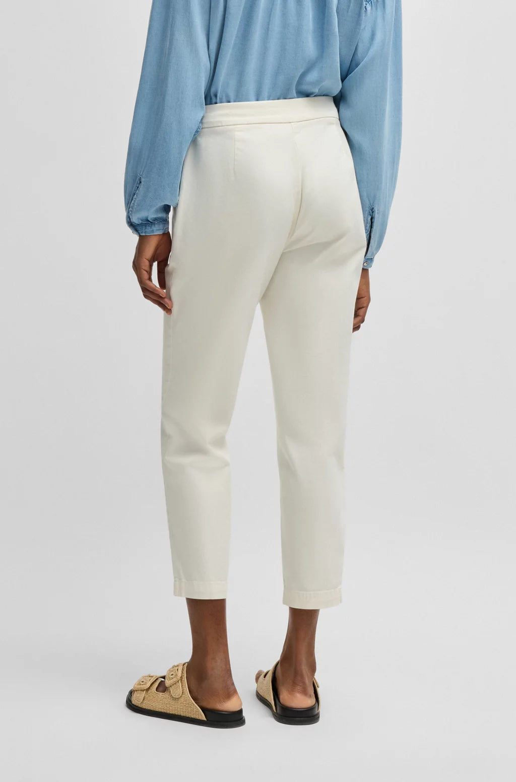 BOSS CASUAL CHINOS IN STRETCH-COTTON SATIN