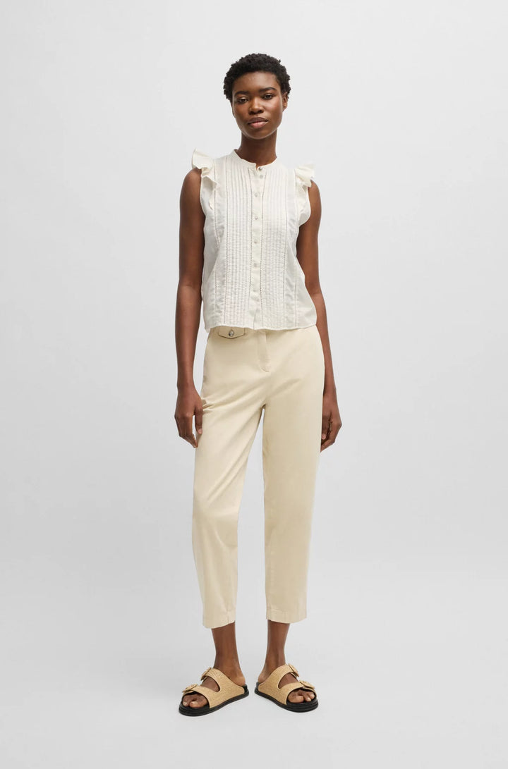 BOSS CASUAL CHINOS IN STRETCH-COTTON SATIN