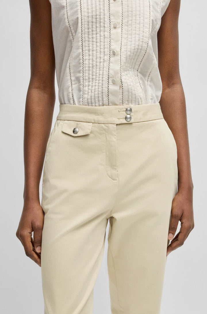 BOSS CASUAL CHINOS IN STRETCH-COTTON SATIN