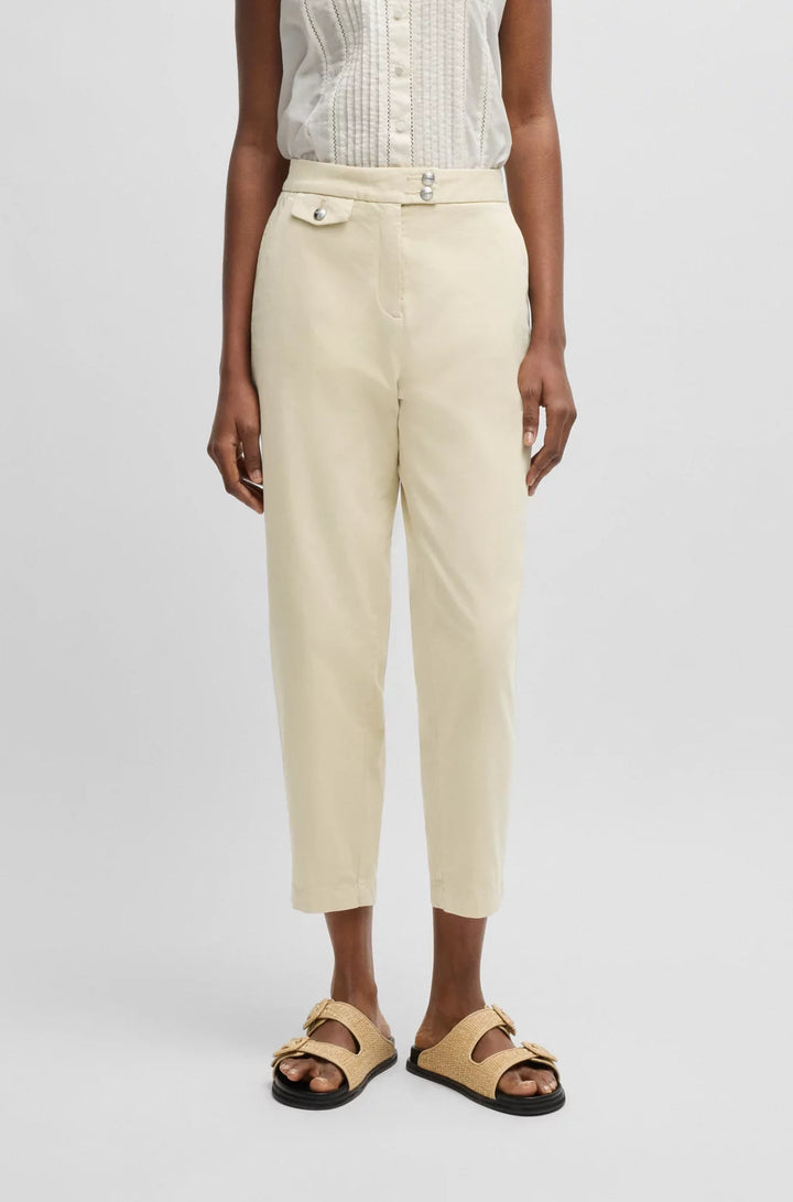 BOSS CASUAL CHINOS IN STRETCH-COTTON SATIN