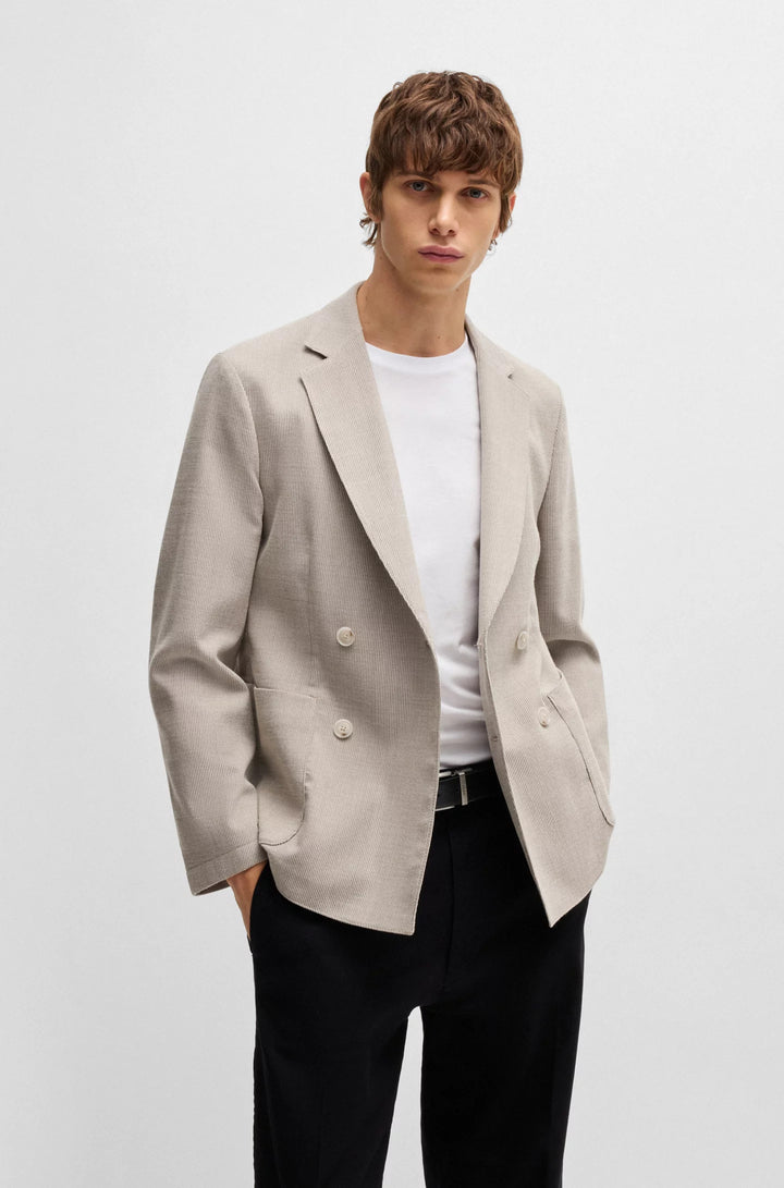 Boss Slim-fit blazer in patterned wool