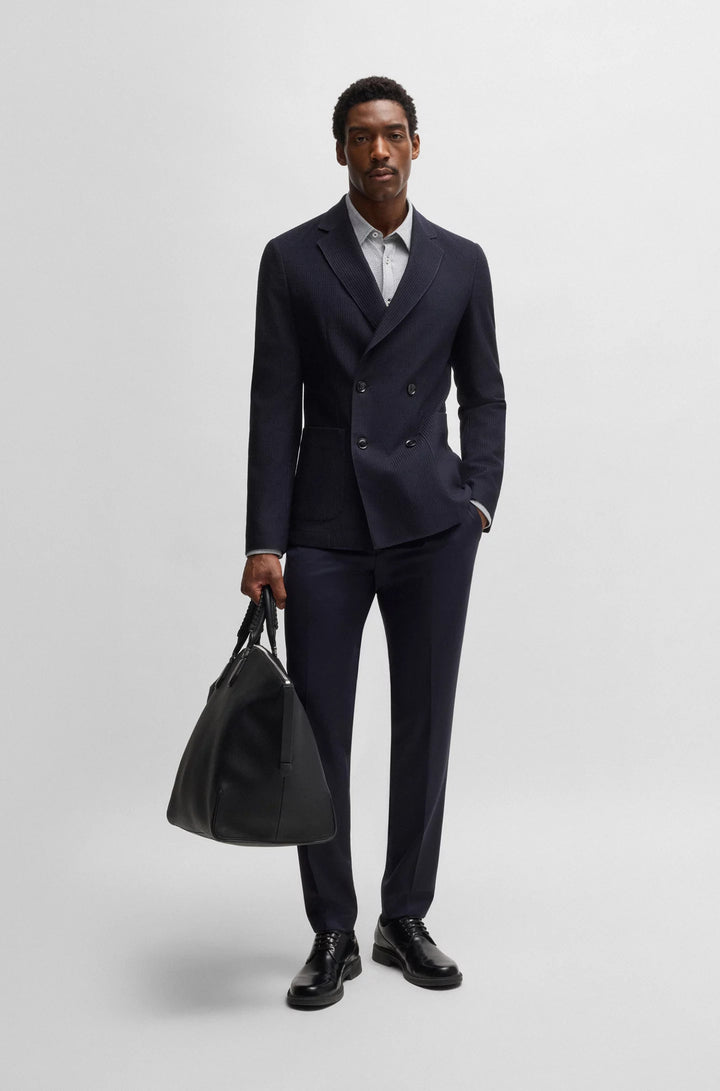 Boss Slim-fit blazer in patterned wool