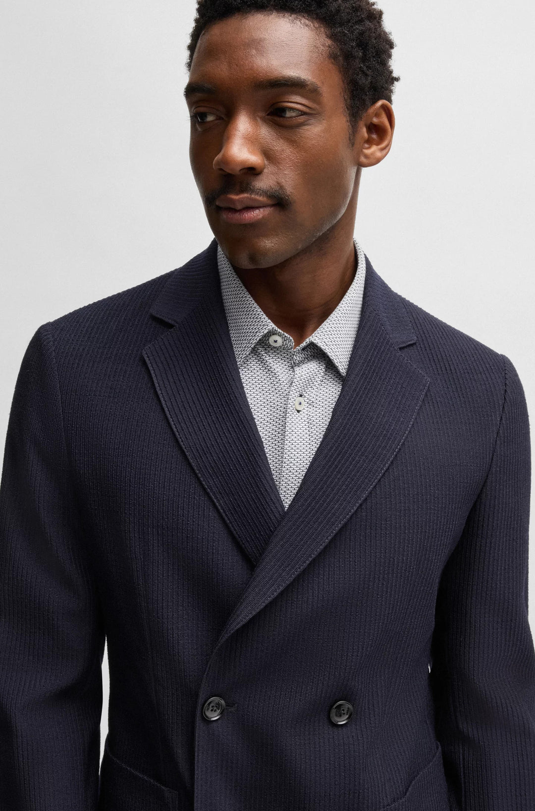 Boss Slim-fit blazer in patterned wool
