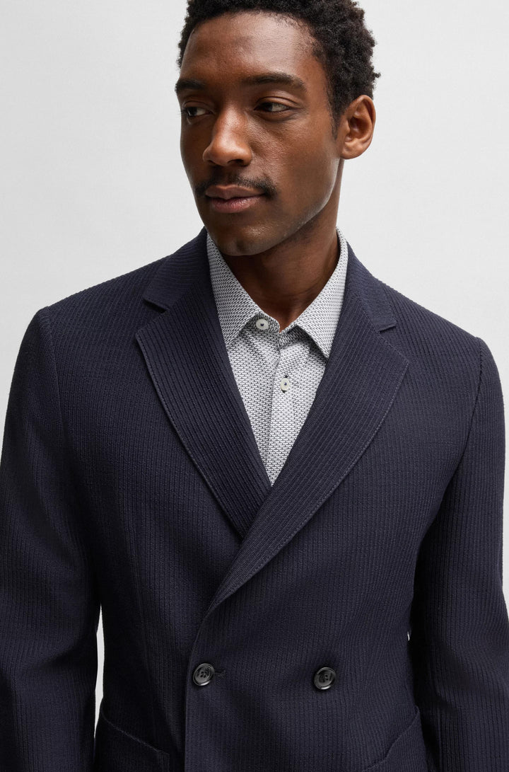 Boss Slim-fit blazer in patterned wool