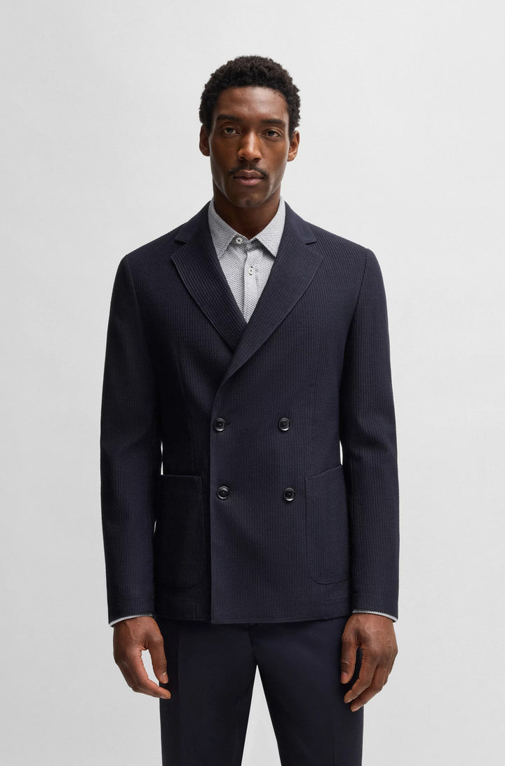Boss Slim-fit blazer in patterned wool