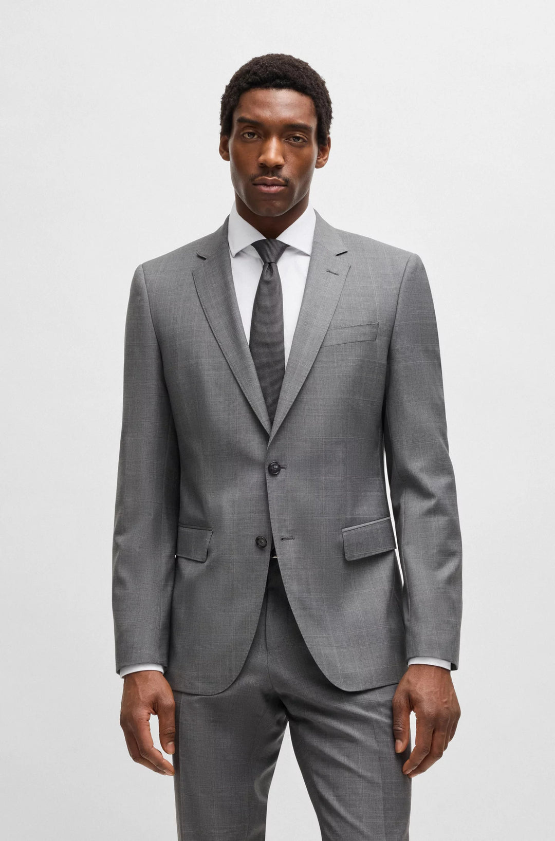 Boss Slim-fit suit in checked wool