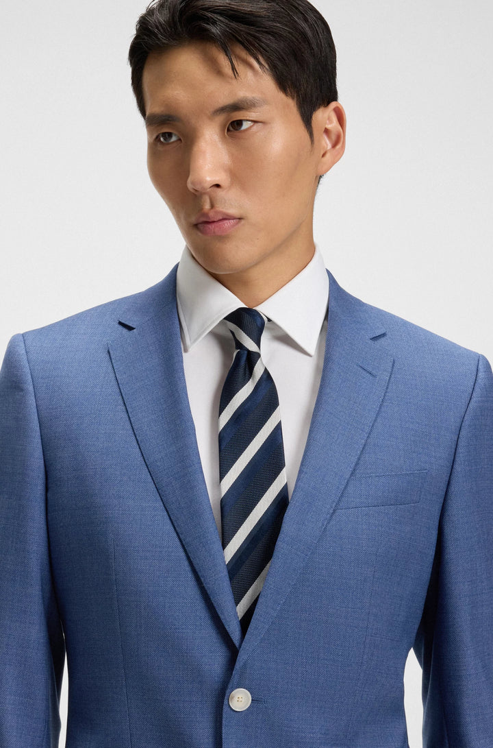 Boss Slim-fit suit in micro-patterned wool