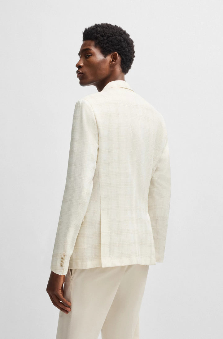 Boss Slim-fit suit jacket in a checked wool blend