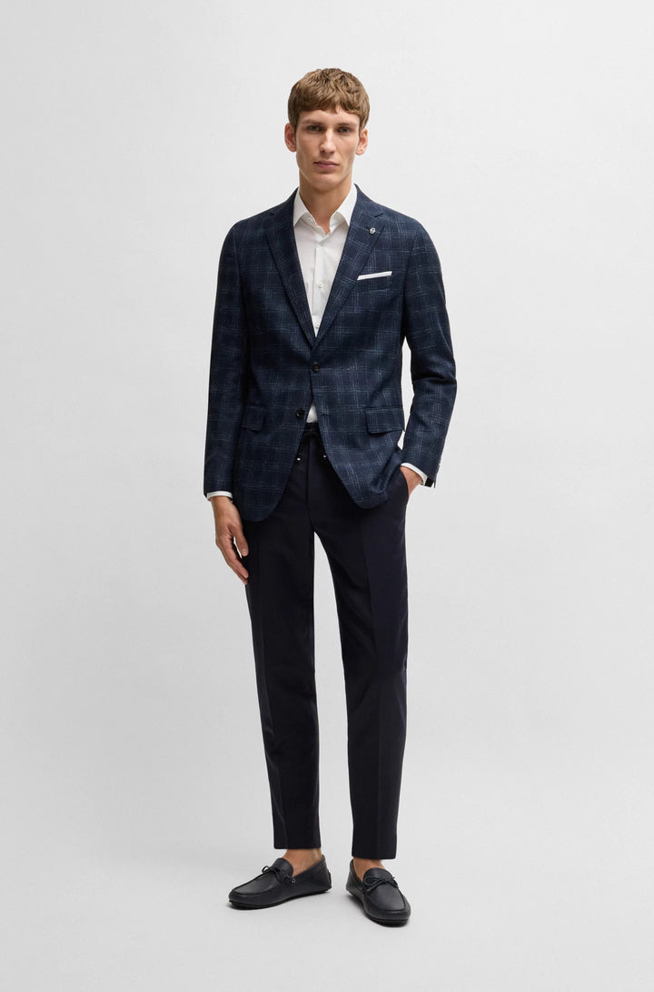 Boss Slim-fit suit jacket in a checked wool blend
