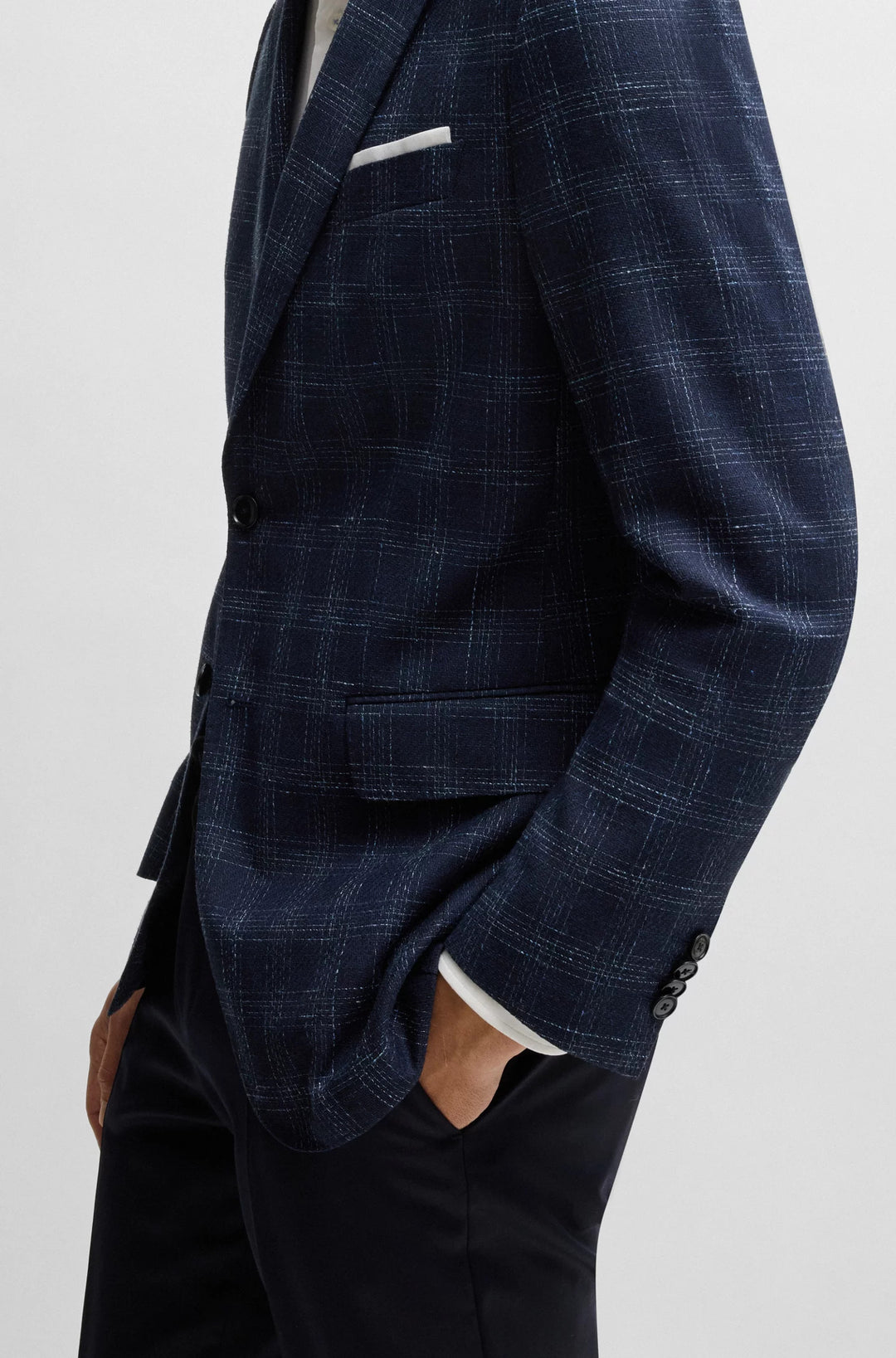 Boss Slim-fit suit jacket in a checked wool blend