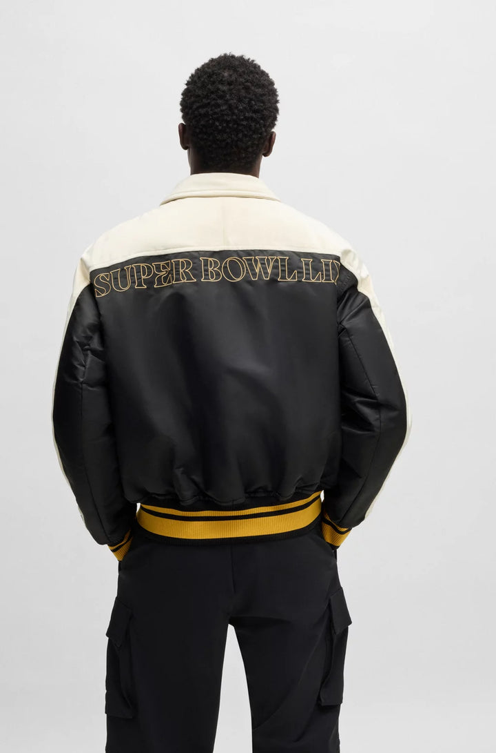 BOSS x NFL bomber jacket with velvet trims
