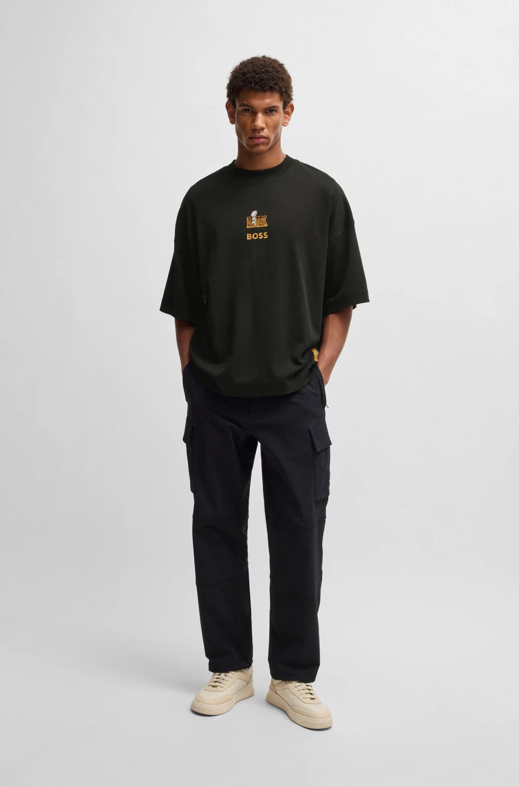 HUGO X NFL COTTON T-SHIRT WITH GOLD-TONE EMBROIDERY