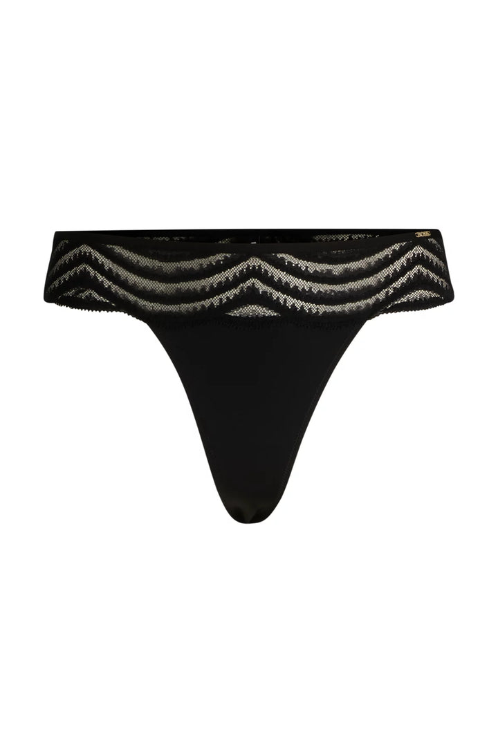 BOSS Lace-trim thong with logo detail