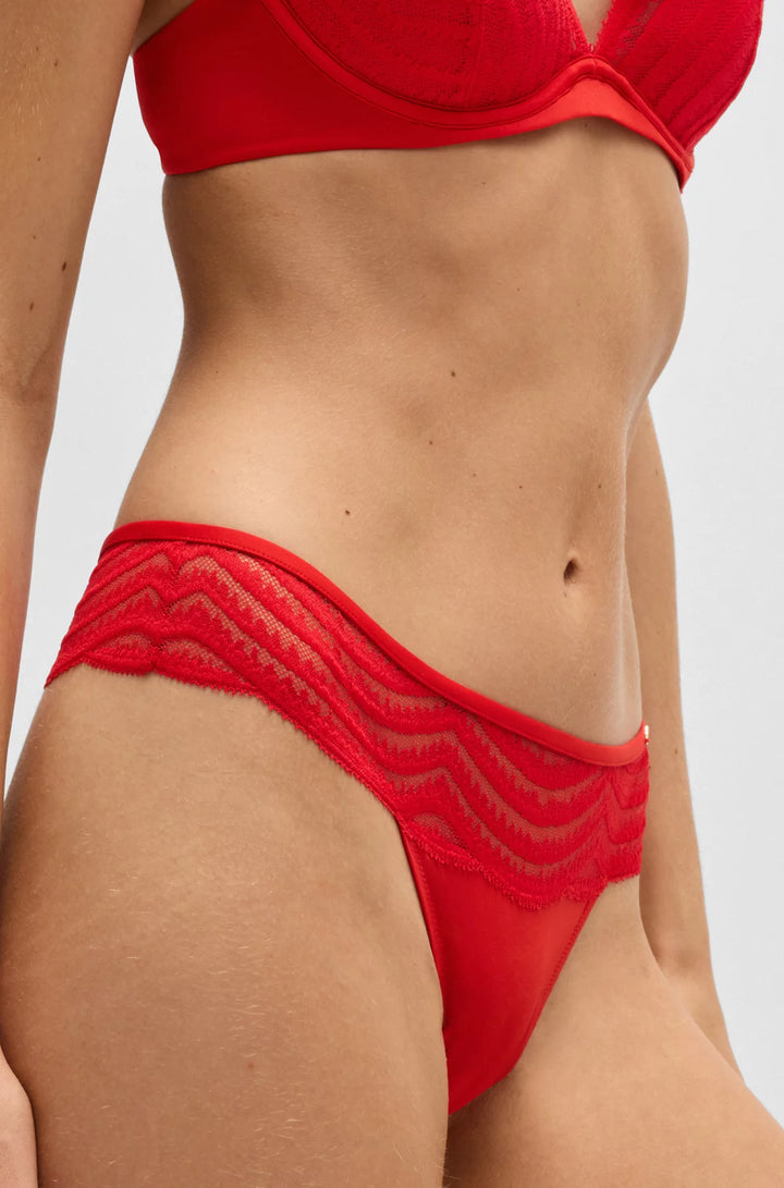 BOSS Lace-trim thong with logo detail