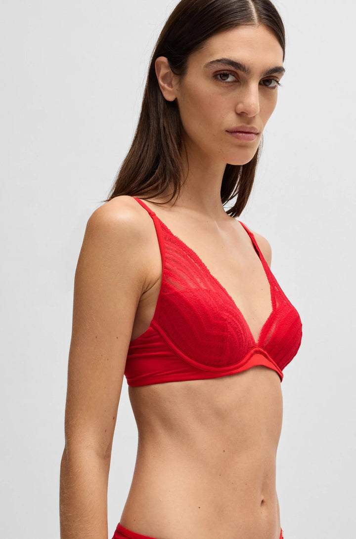 BOSS Underwired bra with padded cups and lace detailing