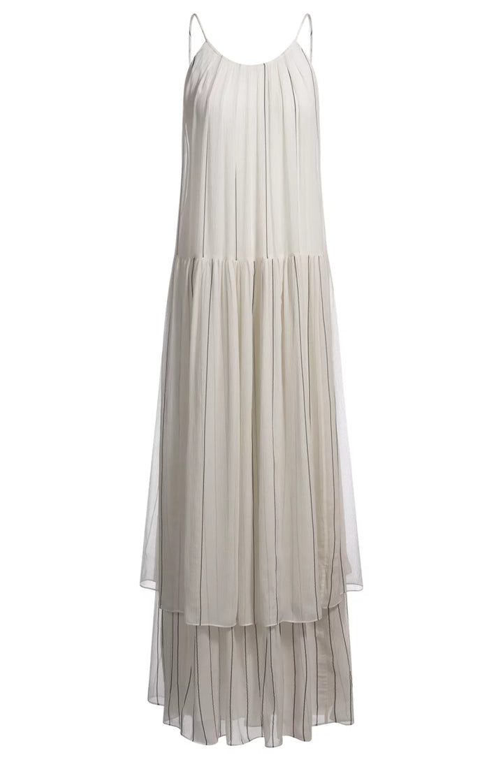 BOSS TIERED STRIPED DRESS WITH SILK