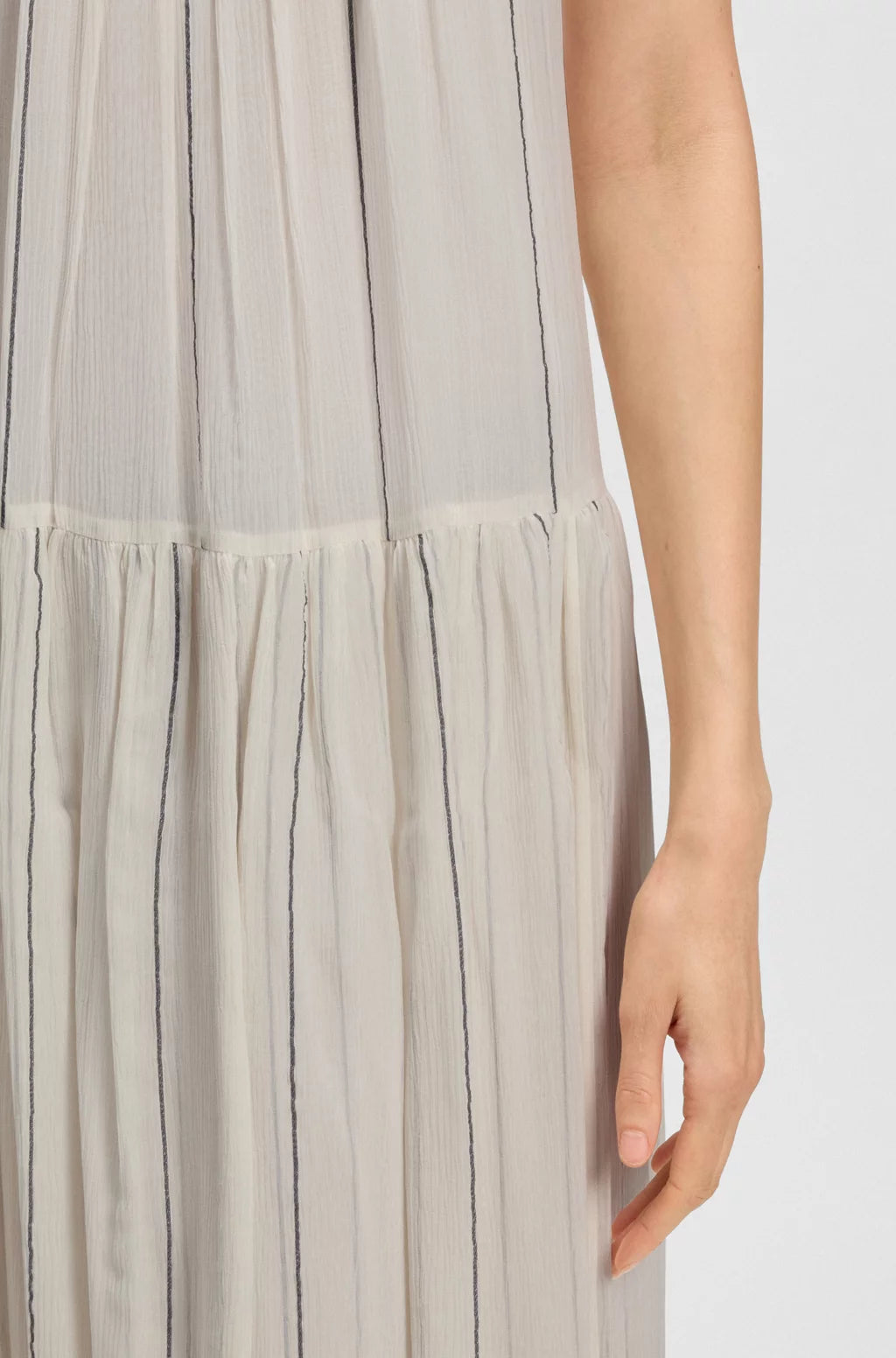 BOSS TIERED STRIPED DRESS WITH SILK