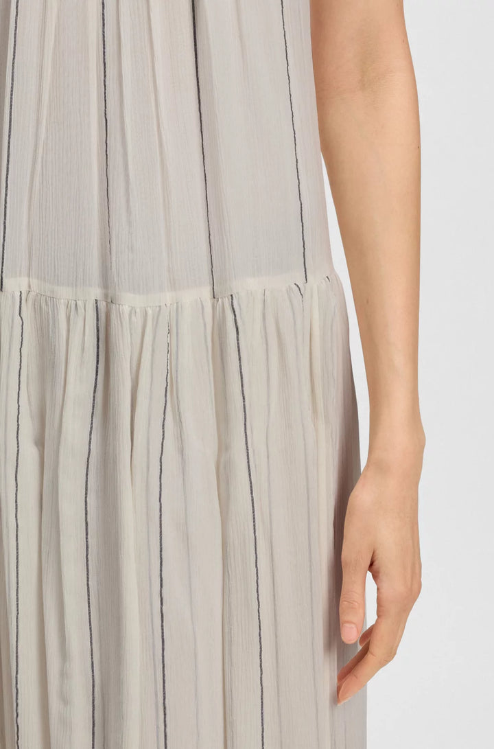 BOSS TIERED STRIPED DRESS WITH SILK