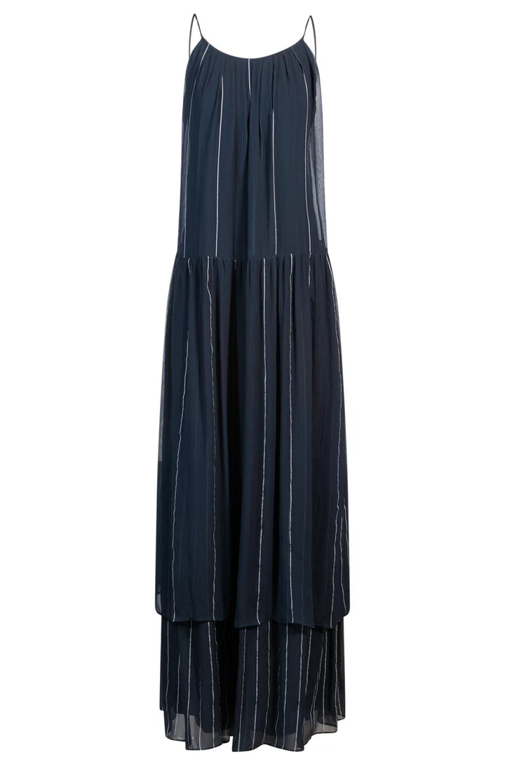 BOSS TIERED STRIPED DRESS WITH SILK