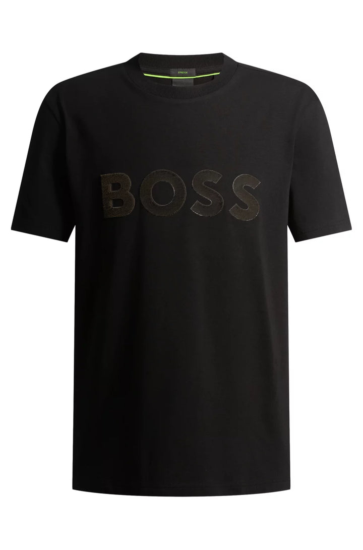 BOSS STRETCH-COTTON T-SHIRT WITH LARGE LOGO