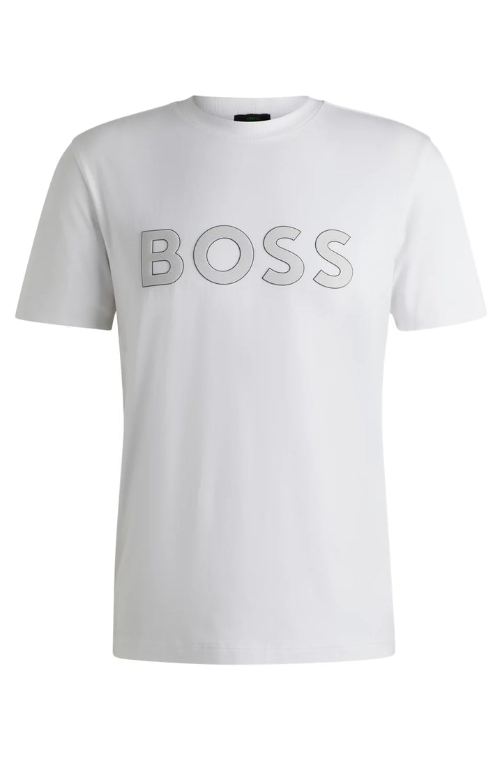 BOSS STRETCH-COTTON T-SHIRT WITH LARGE LOGO