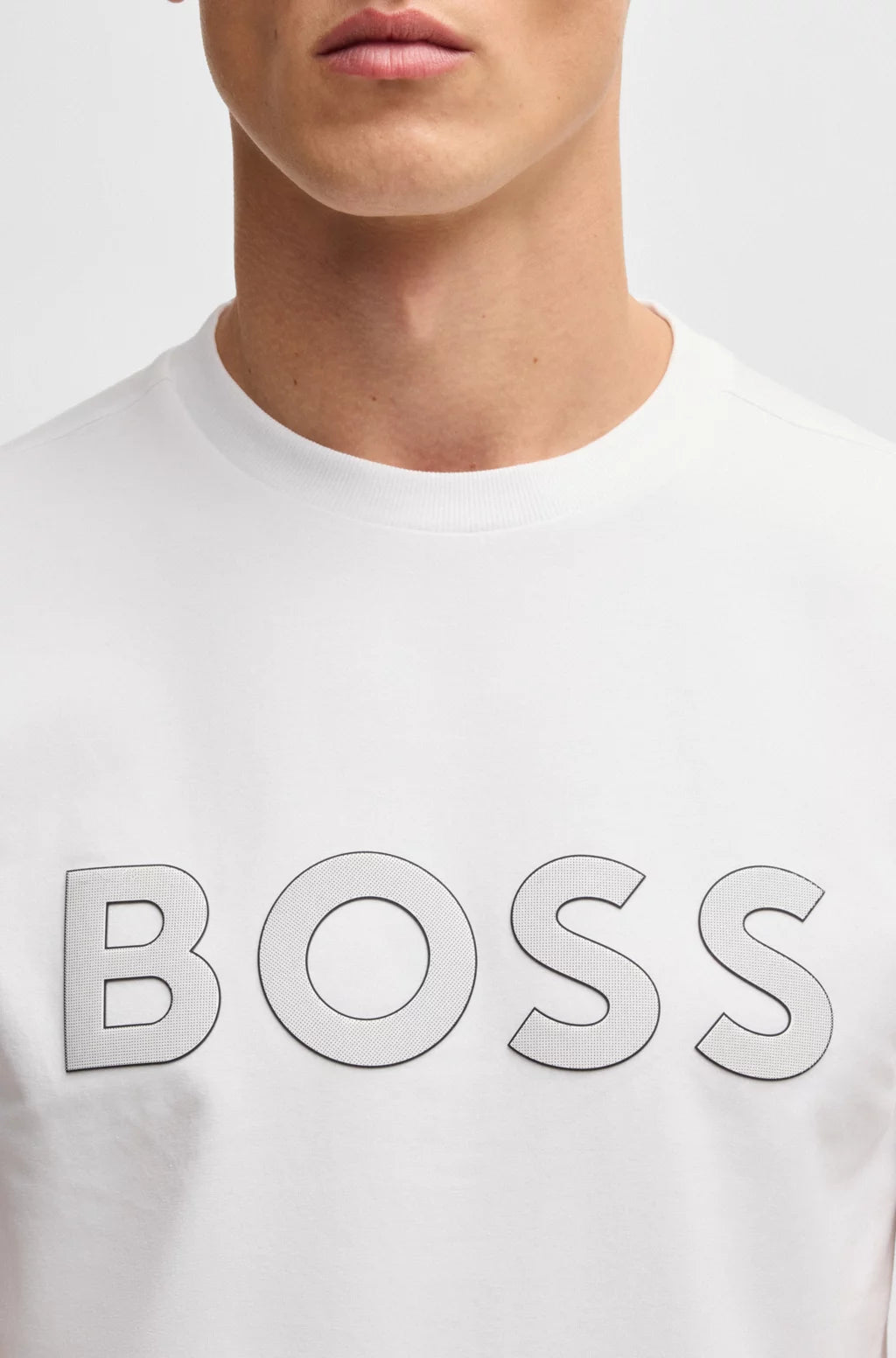 BOSS STRETCH-COTTON T-SHIRT WITH LARGE LOGO
