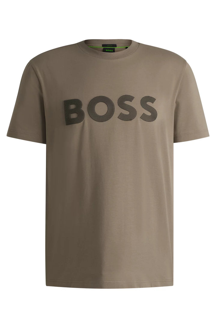 BOSS STRETCH-COTTON T-SHIRT WITH LARGE LOGO