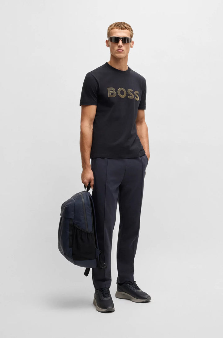 BOSS STRETCH-COTTON T-SHIRT WITH LARGE LOGO